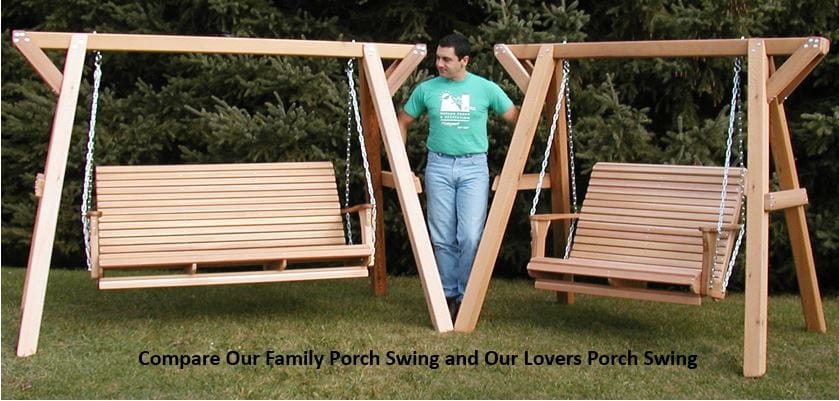 Wooden Lovers Porch Swing with Frame