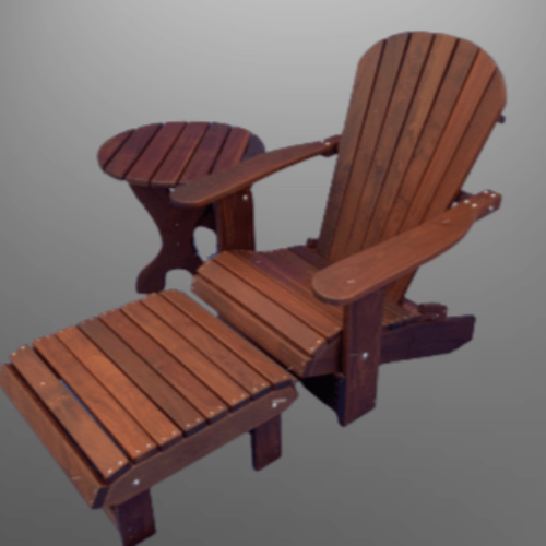 adirondack chair with side table and ottoman