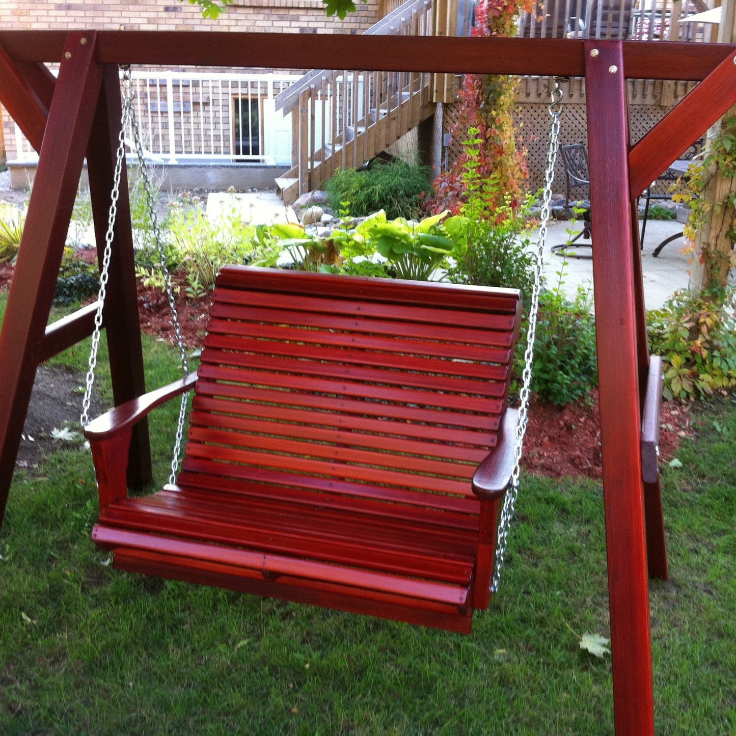 Wooden Lovers Porch Swing with Frame