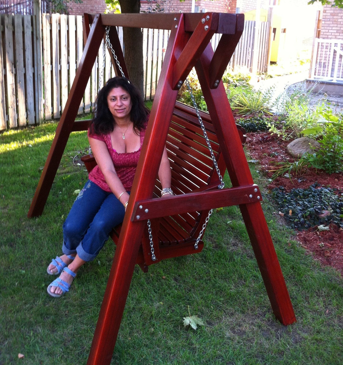 Wooden Lovers Porch Swing with Frame