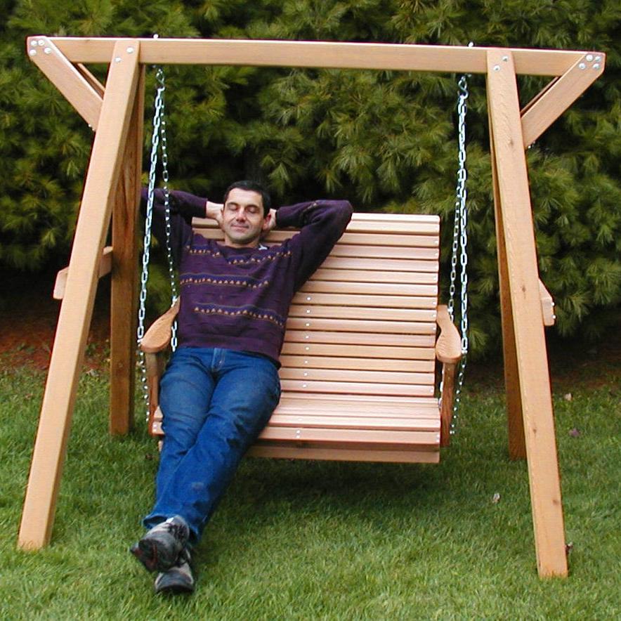 Wooden Lovers Porch Swing with Frame