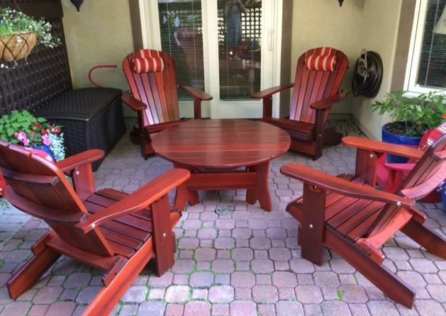 adirondack chairs and coffee table