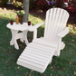 White Poly-Luxe 100% Recycled Plastic Royal Single Patio Set, 1 Adirondack Royal Chair, 1 Royal Adirondack Footstool Ottoman and 1 Adirondack 24" Round Table www.thebestadirondackchair.com