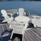 white adirondack chairs and coffee table