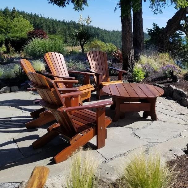 adirondack chairs and coffee table